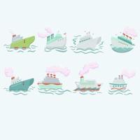 Cute cruise ship clip-art collection  vector