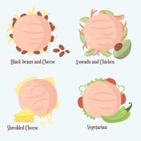 Top view arepa sandwiches set  vector