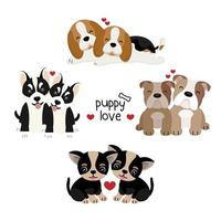 Set of cute animal couples together vector