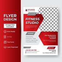 Gym square banner template vector