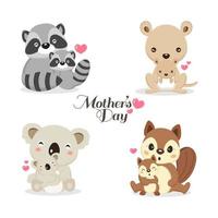 Set of cute animals for Mother's Day celebration vector