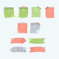 Cute sticky notes icon set  vector