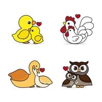 Set of cute animals for Mother's Day vector