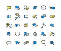 Speech Bubble Filled Outline Icon Set vector