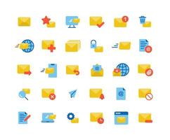 Email and Mail Flat Icon Set vector