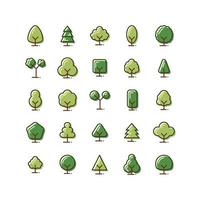 conjunto de iconos de contorno lleno de árbol vector
