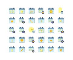 Calendar Flat Icon Set vector