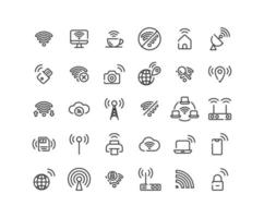 Wireless Network Outline Icon Set vector