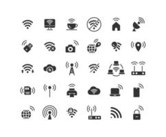 Wireless Network Solid Icon Set vector