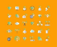 Wireless Network Flat Icon Set vector