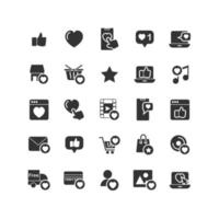 Social Network Like Solid Icon Set vector