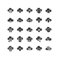 conjunto de iconos sólidos de computación en la nube vector