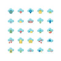 conjunto de iconos planos de computación en la nube vector