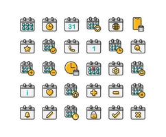 Calendar Filled Outline Icon Set vector