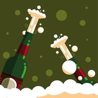 Bottles of champagne isolated  vector