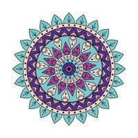 diseño indio colorido de la mandala verde púrpura vector