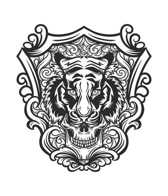 Tiger skull tattoo-style design