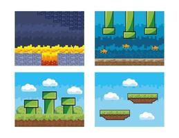 Set of videogame graphic backgrounds vector