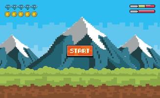 Start videogame scene with mountains vector