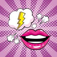 Mouth and lightning bolt in a pop-art style