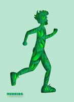 arte de papel de silueta de hombre corriendo vector