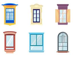 Set of windows in cartoon style. vector