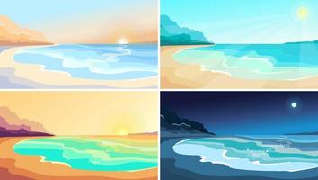 Beach at different times of day. vector