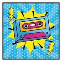 cinta de cassette colorida en estilo pop-art