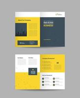 Yellow and blue corporate business bi-fold brochure design vector