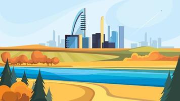 Urban autumn landscape. vector