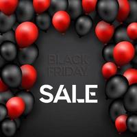 Black Friday background with red and black balloons vector