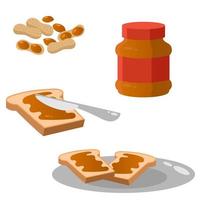 Set of objects with peanut paste. vector