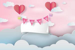 Creative Paper Art and Craft of Happy Valentine's Day Concept vector