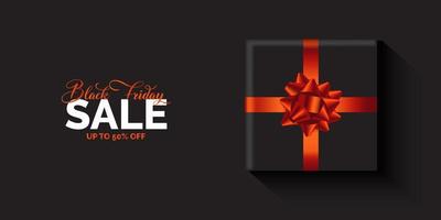 Banner de venta de viernes negro con diseño de regalo. vector