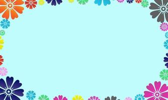 Colorful roses flower frame vector with cyan background