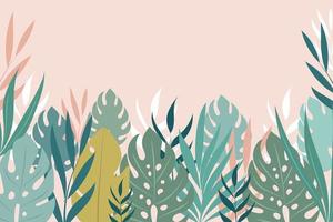 Background with tropical leaves vector