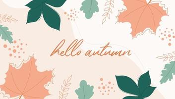 Modern autumn background with orange and yellowe leaves. vector