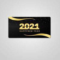 feliz año nuevo 2021 tarjeta dorada y negra vector