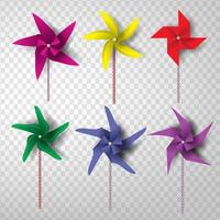 Paper Art Colorful Pinwheel Set with Transparency Background vector