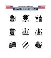 USA Independence Day silhouette icon set vector