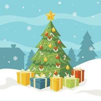 Festive Christmas Tree Illustration vector
