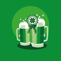 día de san patricio con cervezas en tarro vector