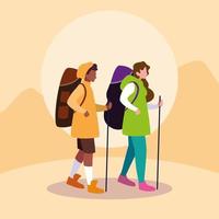 Young friends travelling design vector