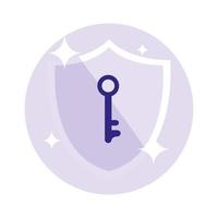 Shield with key isolated icon vector