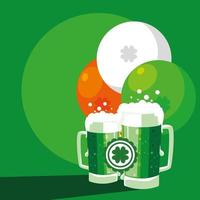 día de san patricio con cervezas en tarro vector