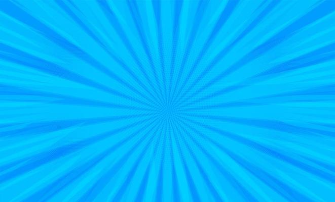 Comic book pop art radial stripes on blue