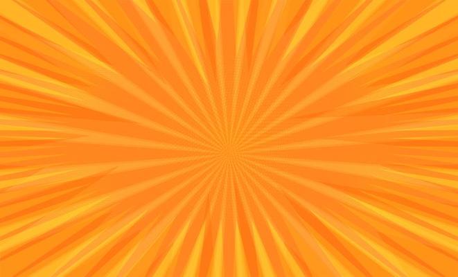 Comic book pop art radial stripes on orange