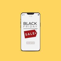 Tienda online de venta de viernes negro con smartphone de tecnología digital vector