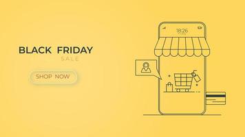 Black Friday Sale Online Store with Digital Technology Smartphone vector