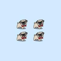 lindo conjunto de dibujos animados de perro pug vector